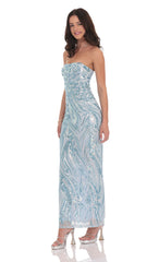 Sky Blue Sequin Maxi Dress