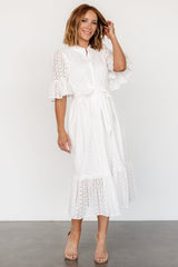 Virginia Eyelet Midi Dress Off White