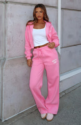 Wide Leg Sweatpants in Soft Bubblegum
