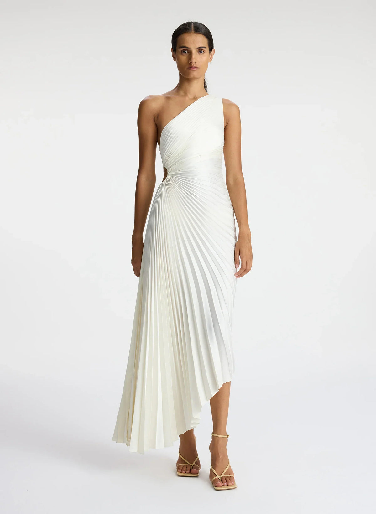 Satin Pleated One Shoulder Dress
