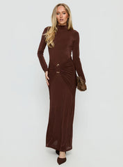 Ruched Maxi Dress Long Sleeve Wrap Waist