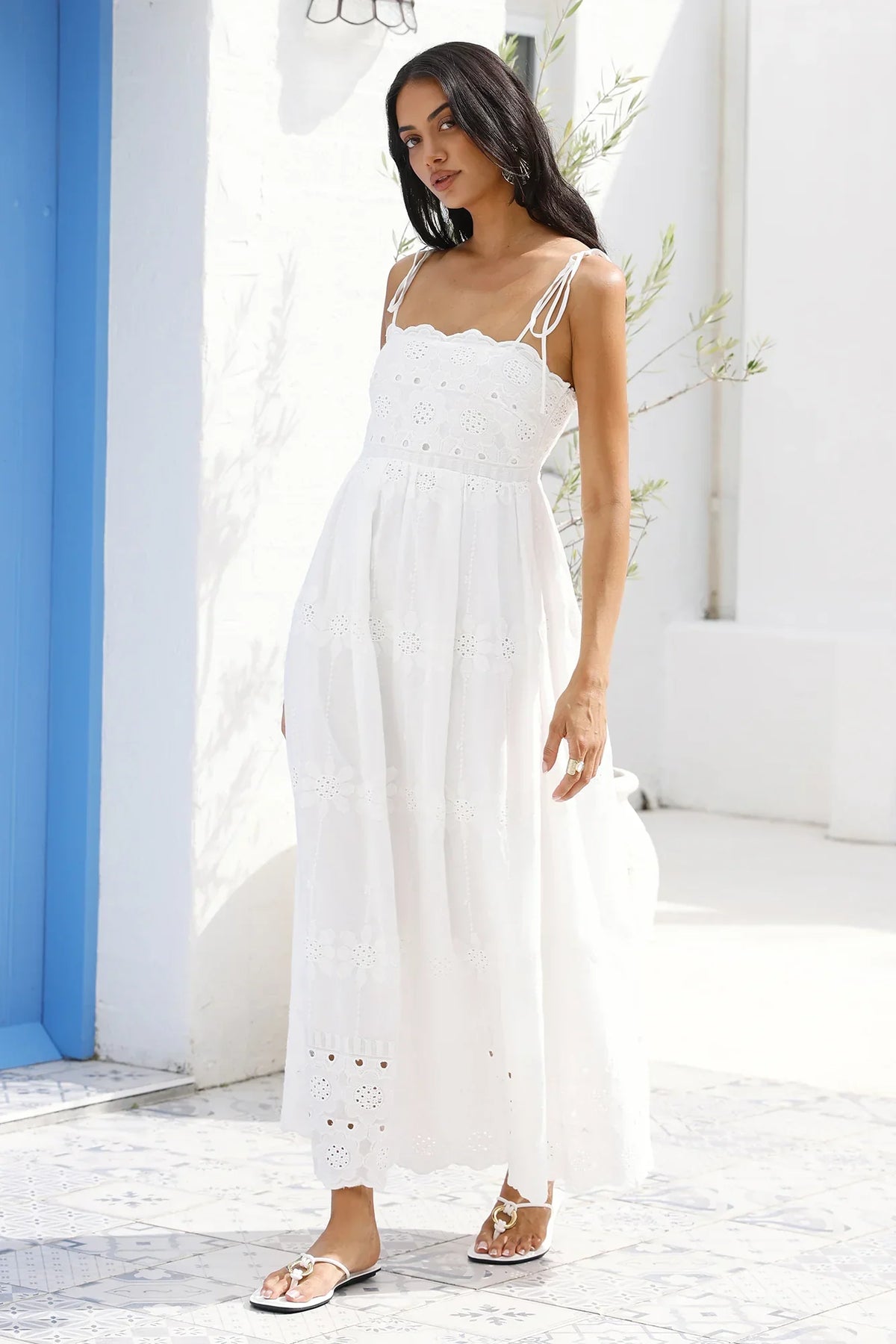 Whispers of Spring Maxi Dress White