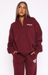 Zip Front Sweater Red Velvet Oversized Comfort