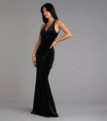 Velvet Tie Back Formal Gown