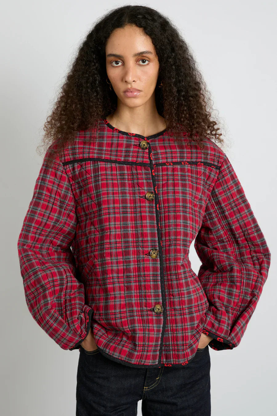 Quilted Jacket Red Check Winter Staple