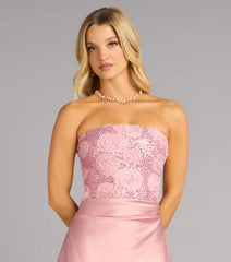 Satin Rosette Sequin Mini Dress Romantic Sparkle