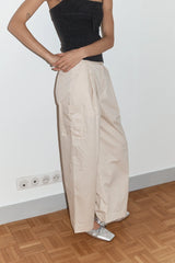 Gathered Pocket Wide Leg Trouser
