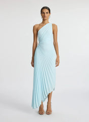 Matte Pleated Dress Asymmetrical Drape