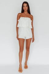 Strapless Tie Back Romper White