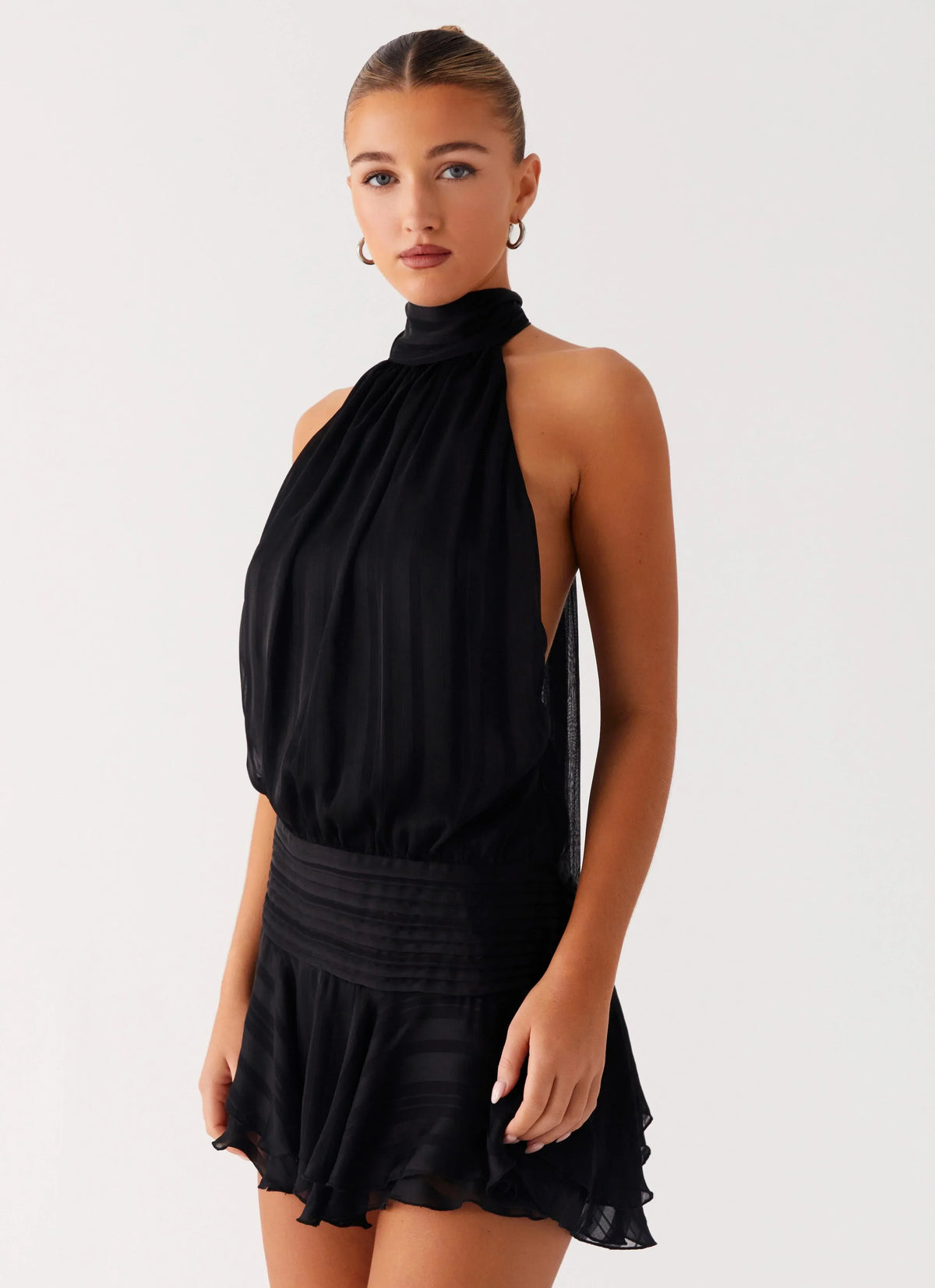 Willow Chiffon Mini Dress Black