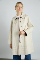 Reversible Gingham Trench Coat with Bow