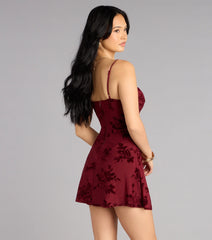 Velvet Bloom Cowl Mini Dress