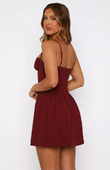 Wine Mini Dress with Adjustable Straps