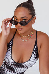 Cat Eye Sunglasses Black Tinted Lenses Vintage Style