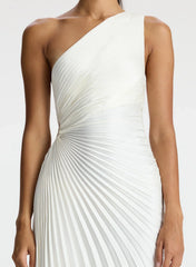 Satin Pleated One Shoulder Dress