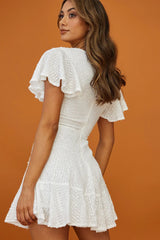 Angel Sleeve Empire Dress White