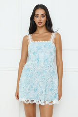 Vivid Bloom Mini Dress Flowy Skirt Embroidered Details