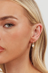 Pearl Drop Earrings Gold Pearl Accent