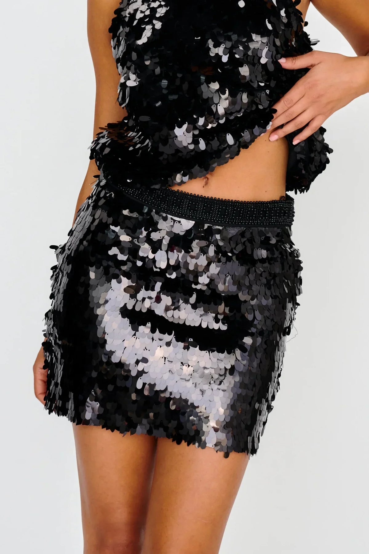 Sequin Mini Skirt Black Glamorous Night Out