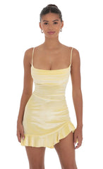 Velvet Ruffled Slit Dress