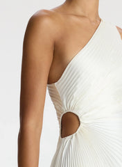 Satin Pleated One Shoulder Dress