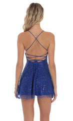 Royal Blue Sequin Beaded Mini Dress