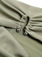 U Ring Cutout Zippered Tube Top Pleated Design