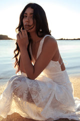 Strappy Back Ruffle Chiffon Maxi Dress