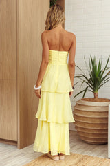 Strapless Frill Trim Maxi Dress