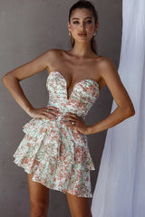 Sweetheart Neckline Asymmetrical Floral Dress