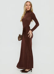 Ruched Maxi Dress Long Sleeve Wrap Waist