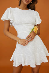 Angel Sleeve Empire Dress White