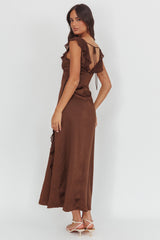 Ruffle Trimmed Maxi Dress In Chocolate