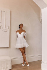 Off Shoulder Lace Up Back Mini Dress