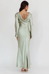 Sage Green Cowl Back Midi Dress