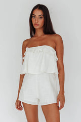 Strapless Tie Back Romper White