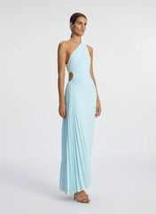 Matte Pleated Dress Asymmetrical Drape