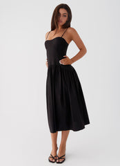 Yvette Corset Midi Dress Black Timeless Elegance