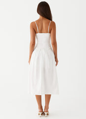Yvette Corset Midi Dress White Evening Elegance