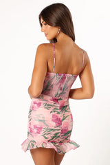 Rosette Mini Dress Floral Whimsy